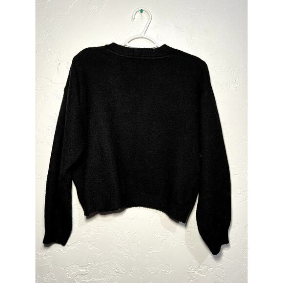H&M black wool blend v neck comfy cozycore versatile minimalist sweater small - Picture 4 of 6